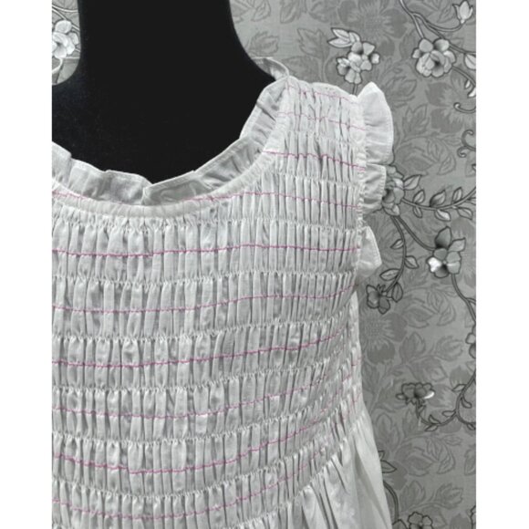 SoieRose Girls Victorian Cotton Heirloom Dress with Red Smocking – SR-1238 - Picture 4 of 6